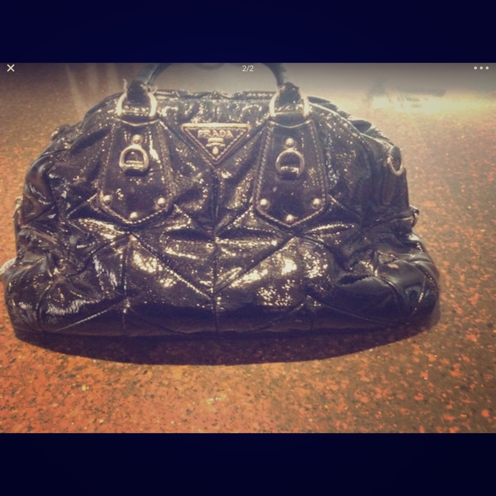 Vintage Prada patent leather bowling bag